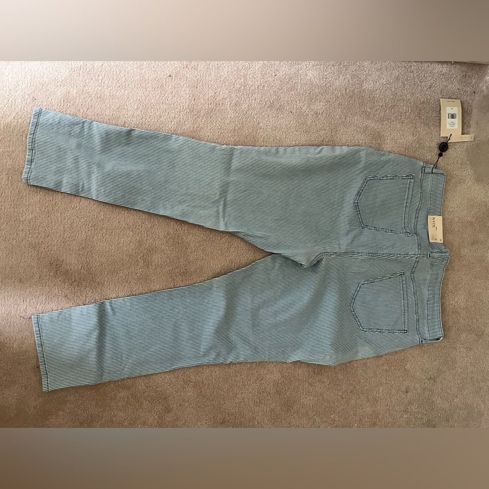 NYDJ Women's Blue Striped Straight Leg Jeans